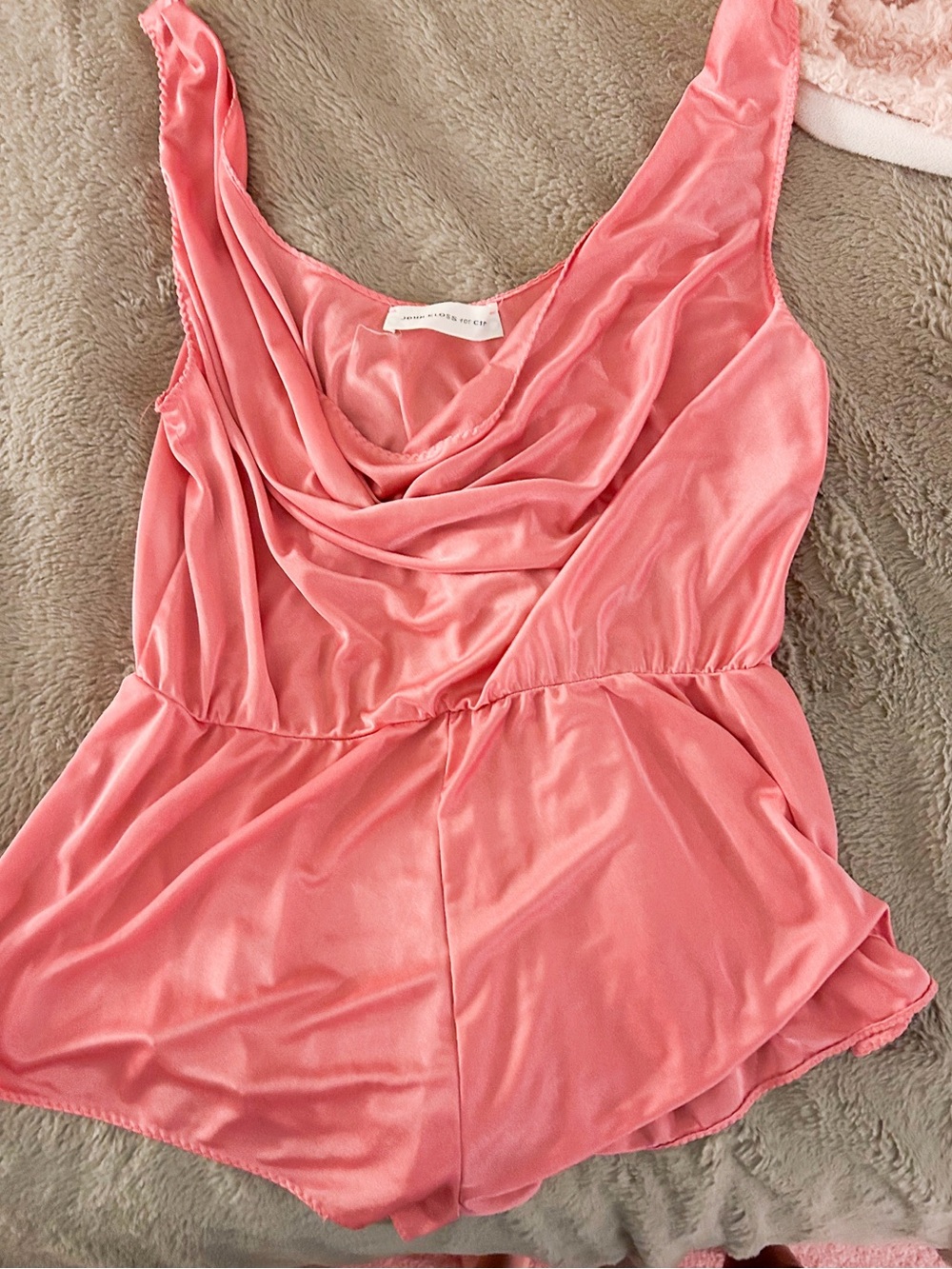 Vintage John Kloss Pink Satin Cowl Neck Romper/bodysuit